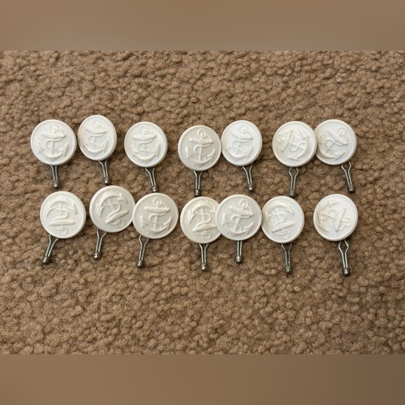 Source Unknown Other - White Vintage Anchor Button With Shank Acrylic Lot Of 14